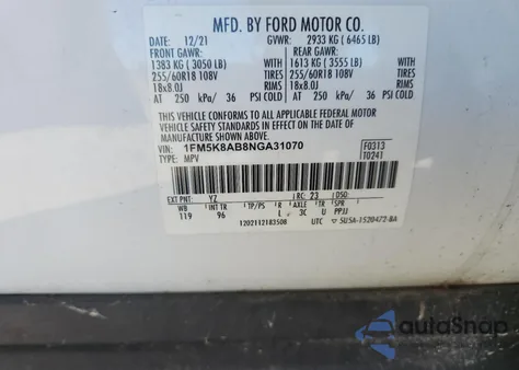 2022 Ford Explorer Police Interceptor z USA, uszkodzony, nr VIN 1FM5K8AB8NGA31070